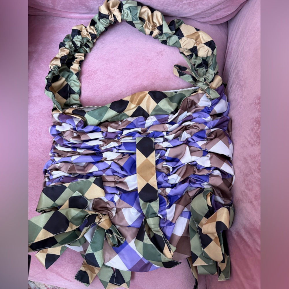 Chopova Lowena Geometric Patterned Ruched Bag